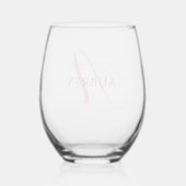 Elegant Roze Monogram Drinkware Set Wijnglas Zonder Voet (Achterkant)