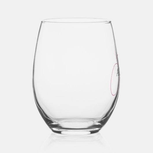 Elegant Roze Monogram Drinkware Set Wijnglas Zonder Voet (Rechts)