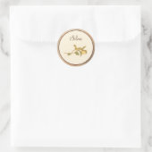 Elegant  Roze Monogram en Geel Sinaasappel Ronde Sticker (Tas)