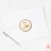 Elegant  Roze Monogram en Geel Sinaasappel Ronde Sticker (Envelop)