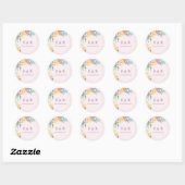 Elegant Roze Monogram Floral Chic Ronde Sticker (Vel)