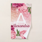 Elegant roze monogram Glitter Florence design Bad Handdoek (Handdoek)