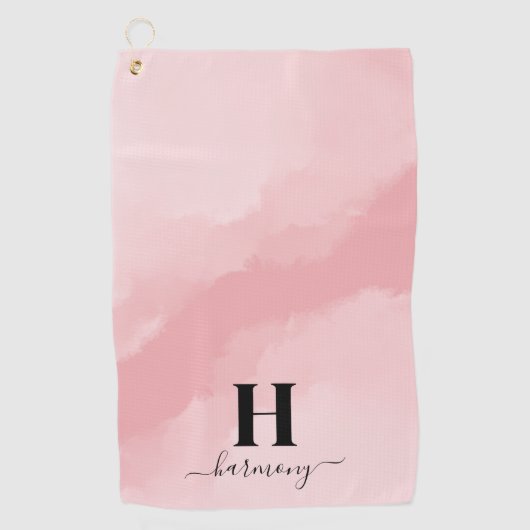 Elegant roze monogram golfhanddoek (Voorkant)