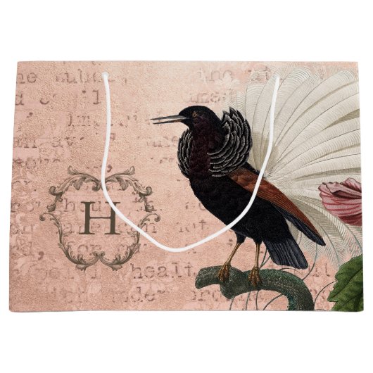 Elegant roze monogram groot cadeauzakje (Voorkant)