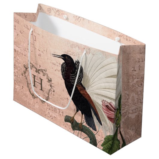 Elegant roze monogram groot cadeauzakje (Voorkant Gekanteld)