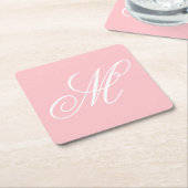 Elegant roze monogram Initiaal Kartonnen Onderzetters (Schuin)