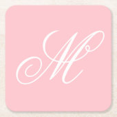 Elegant roze monogram Initiaal Kartonnen Onderzetters (Voorkant)