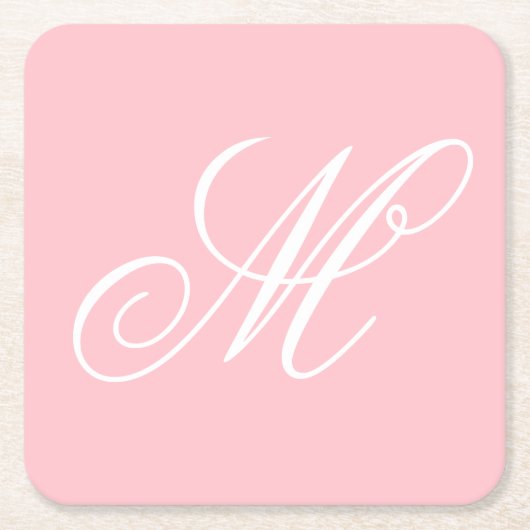 Elegant roze monogram Initiaal Kartonnen Onderzetters (Voorkant)