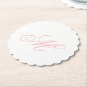 Elegant Roze Monogram Initiaal Kartonnen Onderzetters (Gekanteld)