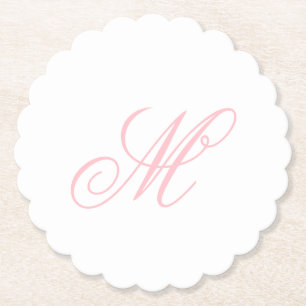 Elegant Roze Monogram Initiaal Kartonnen Onderzetters