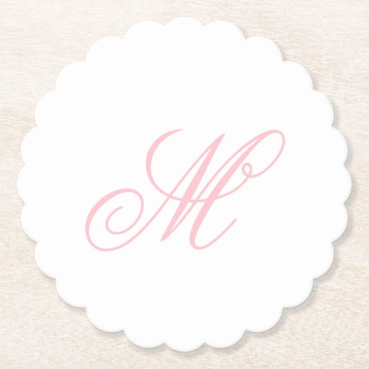 Elegant Roze Monogram Initiaal Kartonnen Onderzetters (Voorkant)