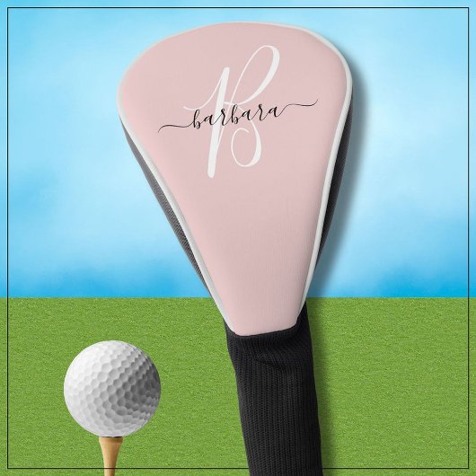 Elegant Roze Monogram Initiaal Naam * Golfheadcover