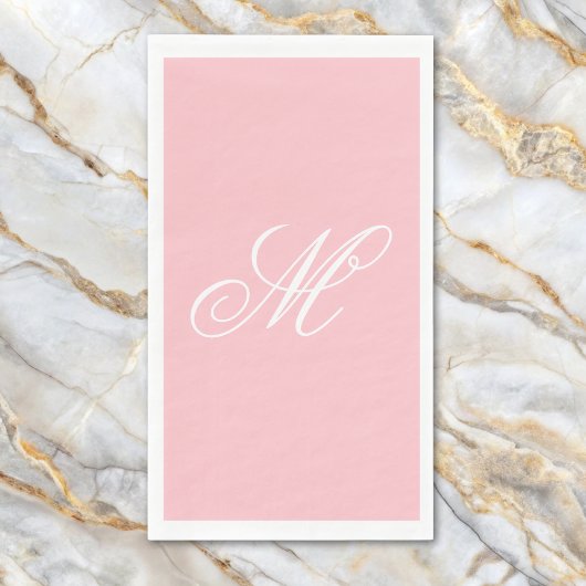 Elegant roze monogram Initiaal Servet