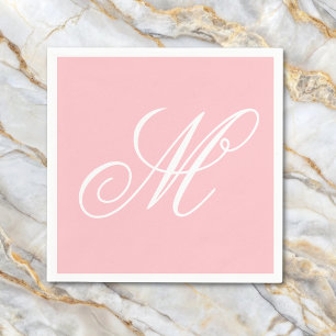 Elegant roze monogram Initiaal Servet