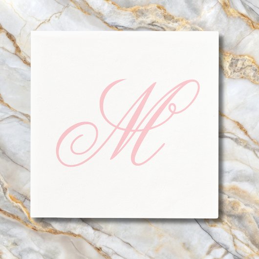 Elegant roze monogram Initiaal Servet