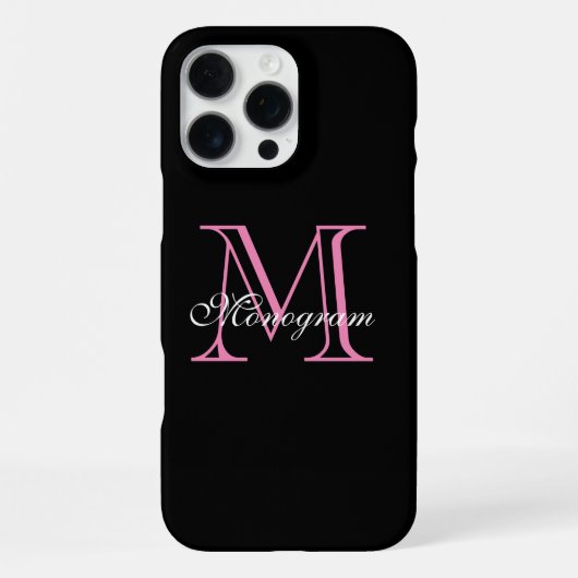 Elegant roze monogram iPhone hoesje (Achterkant)