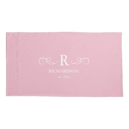 Elegant roze monogram Kussensloop (Achterkant)