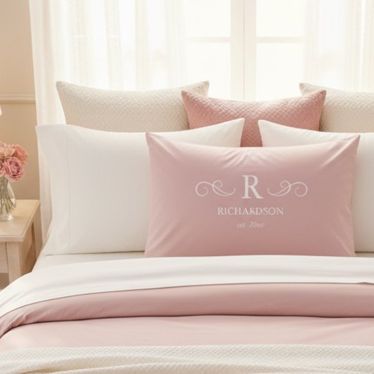 Elegant roze monogram Kussensloop
