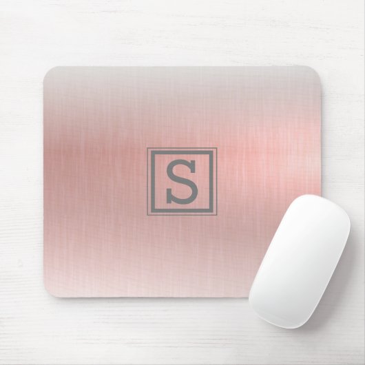 Elegant roze monogram metallisch glam muismat (Met muis)