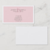 Elegant roze monogram modern Eenvoudig design rend Visitekaartje (Voorkant / Achterkant)