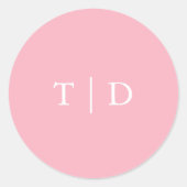 Elegant roze monogram moderne bruiloft ronde sticker (Voorkant)