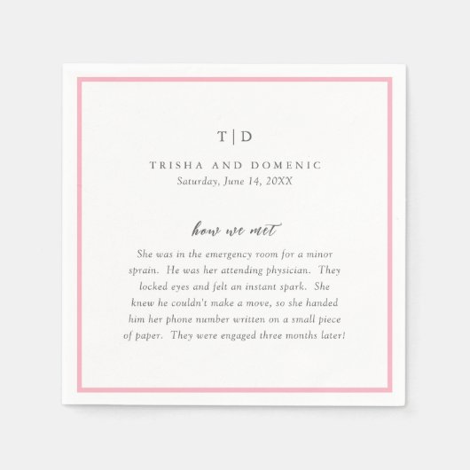 Elegant roze monogram moderne bruiloft servet (Voorkant)