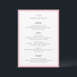 Elegant Roze Monogram Moderne Trouwdag Menu<br><div class="desc">Moderne trouwmenu's met een strak design met schreef- en scriptlettertypen.</div>