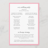 Elegant Roze Monogram Moderne Trouwdag Programmakaart (Achterkant)