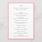 Elegant Roze Monogram Moderne Trouwdag Programmakaart (Voorkant)