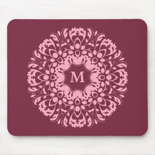 Elegant roze monogram muismat (Voorkant)