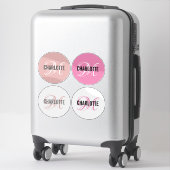 Elegant roze monogram naam rond sticker (Koffer)