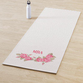 Elegant roze monogram Rozen gestreept patroon Yogamat