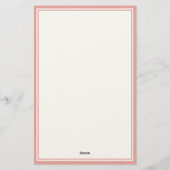 Elegant Roze Monogram Twee Rand Briefpapier (Achterkant)