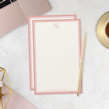 Elegant Roze Monogram Twee Rand