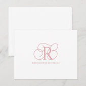 Elegant Roze Monogram Vlakke Nota Kaart Notitiekaartje (Voorkant / Achterkant)