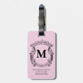Elegant Roze Monogram Wapenschild  Bagagelabel (Achterkant verticaal)