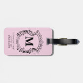 Elegant Roze Monogram Wapenschild  Bagagelabel (Achterkant horizontaal)