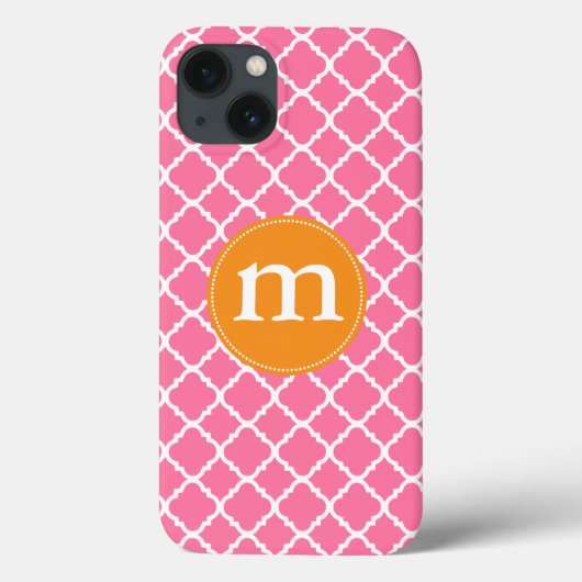 Elegant roze Moroccan Quatrefoil gepersonaliseerd Case-Mate iPhone Case (Achterkant)