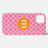 Elegant roze Moroccan Quatrefoil gepersonaliseerd Case-Mate iPhone Case (Achterkant (horizontaal))