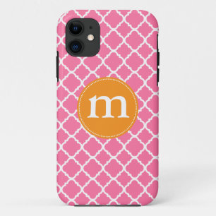 Elegant roze Moroccan Quatrefoil gepersonaliseerd Case-Mate iPhone Case