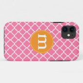 Elegant roze Moroccan Quatrefoil gepersonaliseerd Case-Mate iPhone Case (Achterkant (horizontaal))