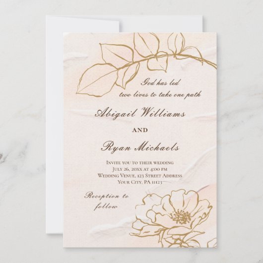 Elegant roze mosterd Roos vertrekt Christelijk huw Kaart (Voorkant)