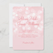 Elegant roze mousserende bokeh bruiloft kaart (Voorkant)