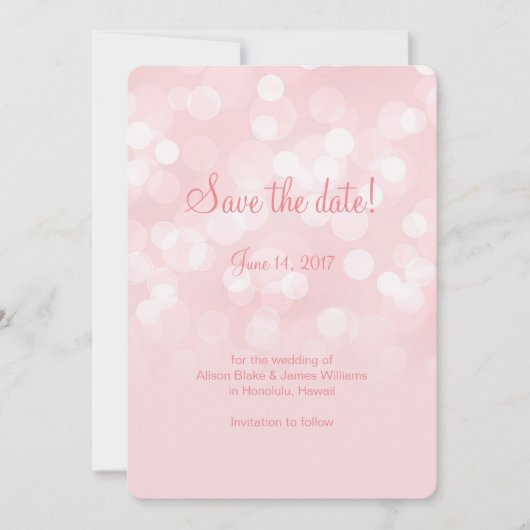 Elegant roze mousserende bokeh, met uitzondering v save the date (Voorkant)