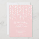 Elegant roze mousserende lichten Quinceañera Kaart (Voorkant)