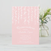 Elegant roze mousserende lichten Quinceañera Kaart (Staand voorkant)