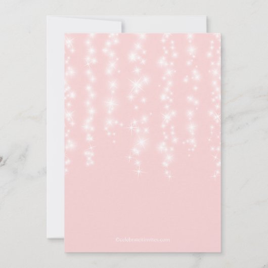 Elegant roze mousserende lichten Quinceañera Kaart (Achterkant)