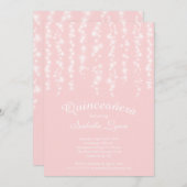 Elegant roze mousserende lichten Quinceañera Kaart (Voorkant / Achterkant)