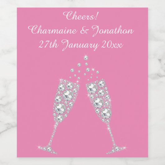 ELEGANT ROZE Mousserende WIJN GLAS WIJN LABEL Wijn Etiket (Enkel label)