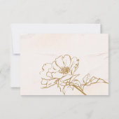 Elegant Roze Mustard Fine Art Roos Leaves Weddensc RSVP Kaartje (Achterkant)